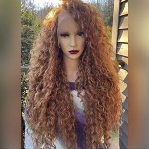 Curly Auburn Human Hair Wig